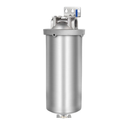 Amwater Whole House Stainless Steel Water Filter (10" Length, Style A Drain & 4.5" OD) for Sediment Filtration in Well Water Systems