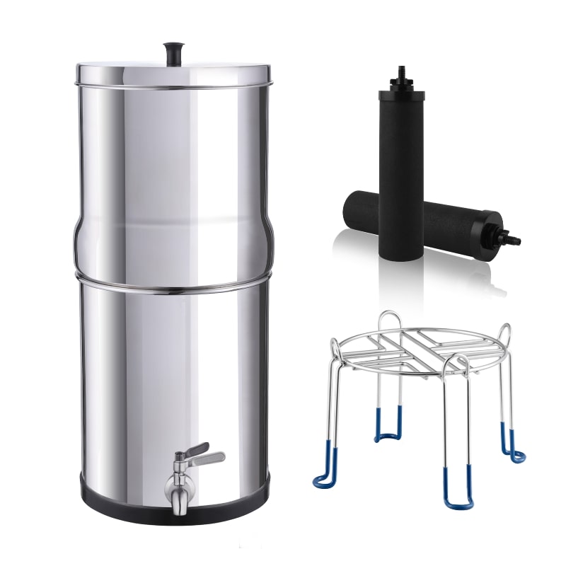 Amwater 3 Gallon Gravity-fed Water Filtration System with Activated Carbon Filter and 8 inch Stand